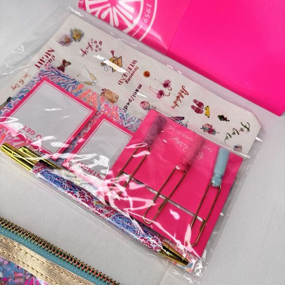 Lilly Pulitzer Agenda Bonus Pack Stickers Pen Tassel Paper Clips Snap Folder - Picture 5 of 9